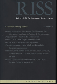 RISS - Zeitschrift für Psychoanalyse Freud Lacan