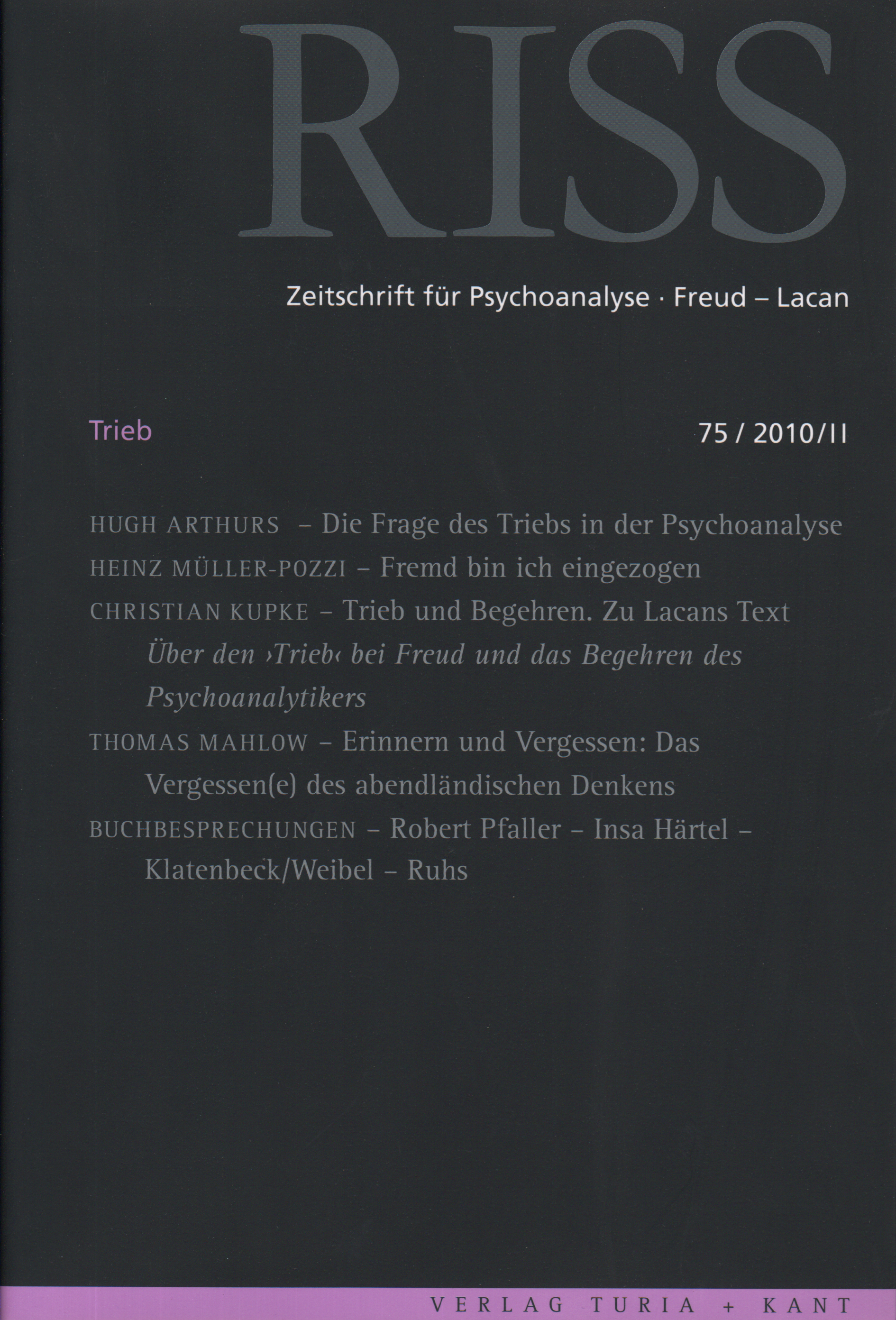 RISS - Zeitschrift für Psychoanalyse Freud Lacan