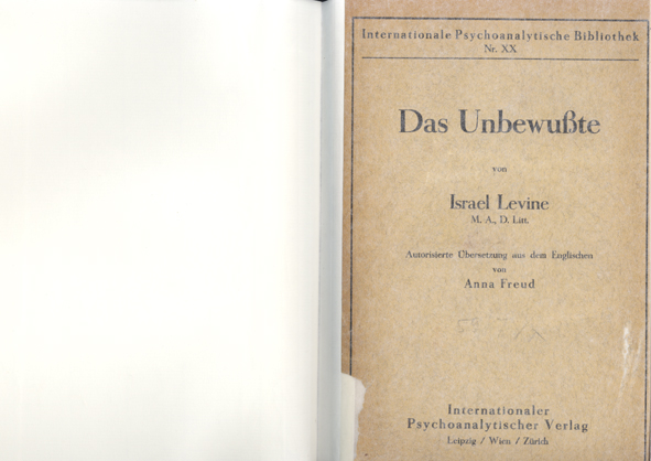 »Das Unbewußte« – Internationale Psychoanalytische Bibliothek, Bd. XX