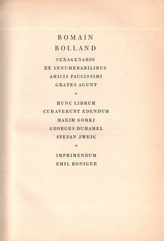 Liber amicorum Romain Rolland