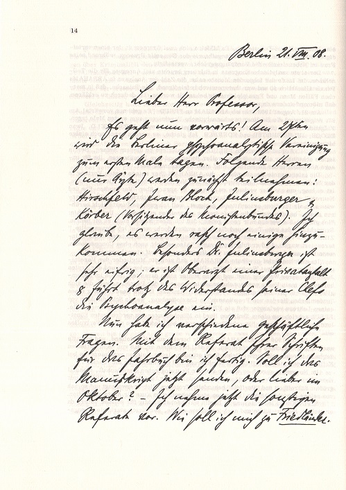 Blick ins Buch: Brief Karl Abrahams an Freud