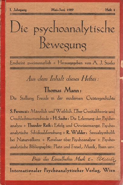 Die psychoanalytische Bewegung 1929 - Ausgabe 1