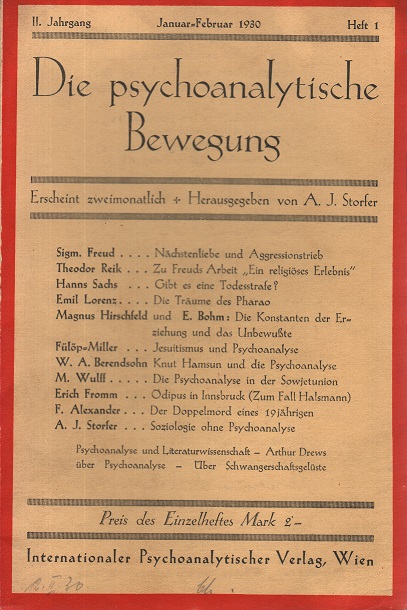 Die psychoanalytische Bewegung 1930 - Ausgabe 1