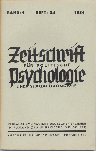 Zeitschrift Für Politische Psychologie Und Sexualökonomie Von Kaufen Sigmund Freud Buchhandlung 