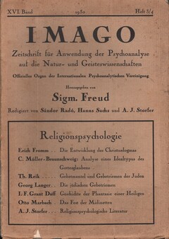 IMAGO, 1930, Ausgabe 3/4, XVI. Band - Thema: Religionspsychologie
