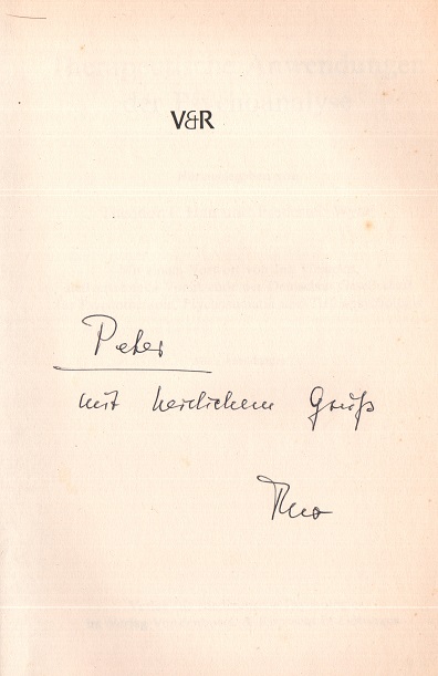 Persönliche Widmung von Theodor F. Hau