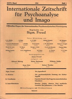Internationale Zeitschrift für Psychoanalyse und Imago, 1941, Heft 1