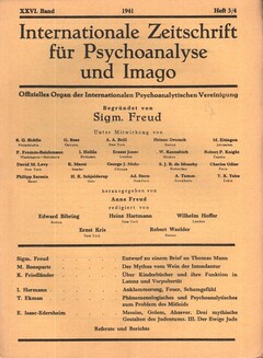 Internationale Zeitschrift für Psychoanalyse und Imago, 1941, Heft 3/4