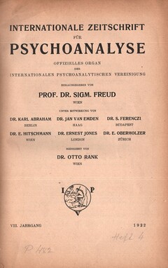 Internationale Zeitschrift für Psychoanalyse, 1922, Heft 4