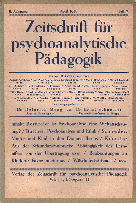 Zeitschrift für psychoanalytische Pädagogik 1928 - Ausgabe 7