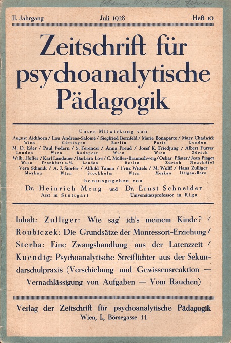 Zeitschrift für psychoanalytische Pädagogik 1928 - Ausgabe 10