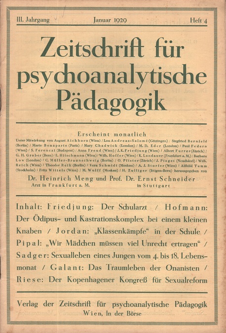 Zeitschrift für psychoanalytische Pädagogik 1929 - Ausgabe 4