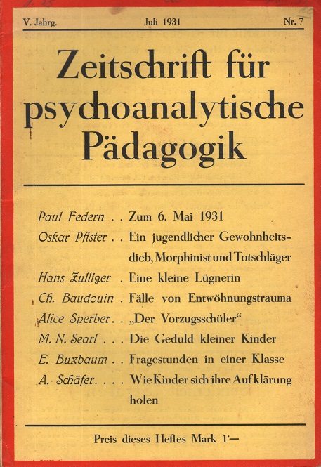 Zeitschrift für psychoanalytische Pädagogik 1931 - Ausgabe 7