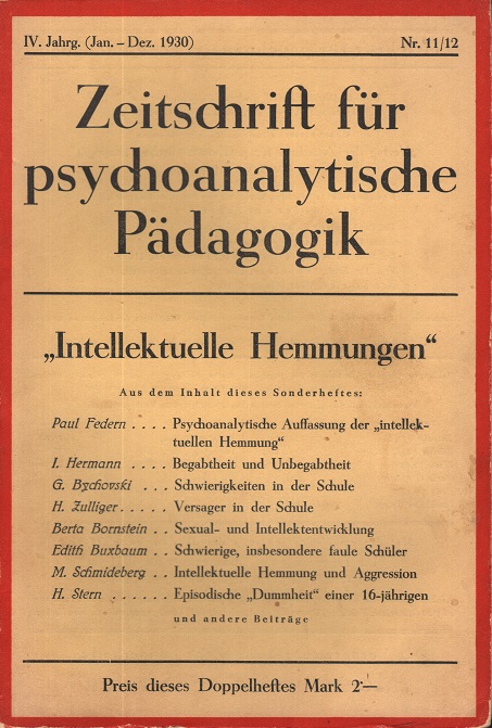 Zeitschrift für psychoanalytische Pädagogik 1930 - Ausgabe 11/12