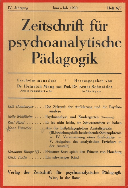 Zeitschrift für psychoanalytische Pädagogik 1930 - Ausgabe 6/7