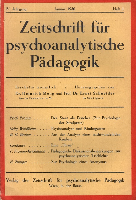 Zeitschrift für psychoanalytische Pädagogik 1930 - Ausgabe 1