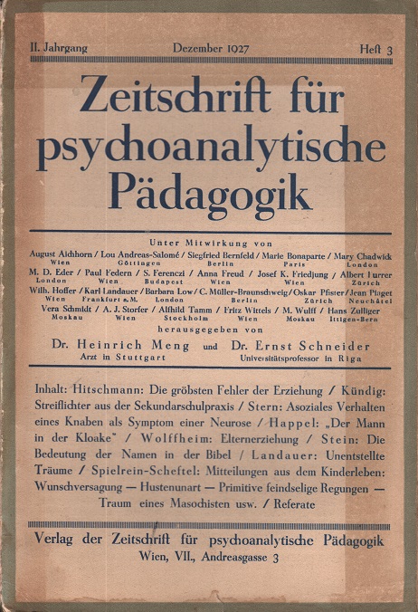 Zeitschrift für psychoanalytische Pädagogik 1927 - Ausgabe 3
