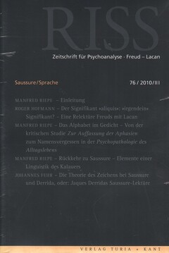 RISS - Zeitschrift für Psychoanalyse Freud Lacan