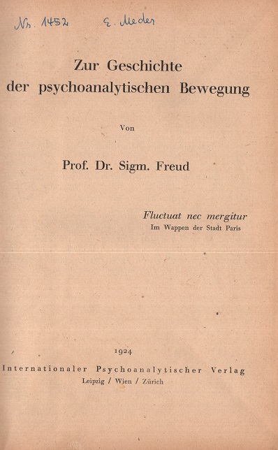Zur Geschichte der psychoanalytischen Bewegung