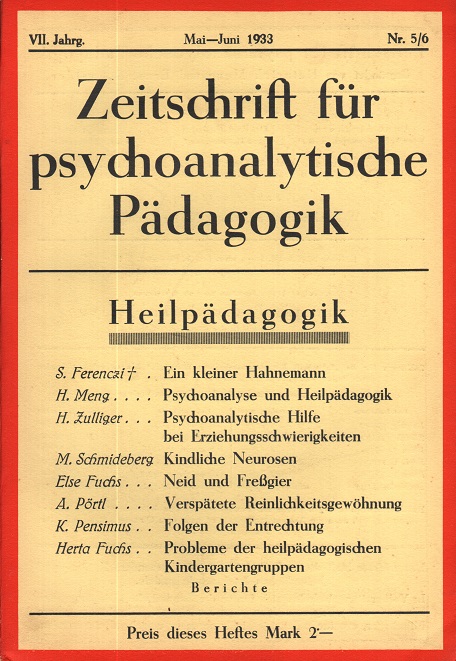 Zeitschrift für psychoanalytische Pädagogik 1933 - Ausgabe 5/6