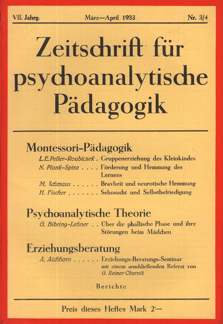 Zeitschrift für psychoanalytische Pädagogik 1933 - Ausgabe 3/4