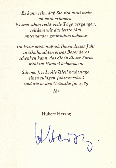 Blick ins Buch: widmung von Hubert Herzog