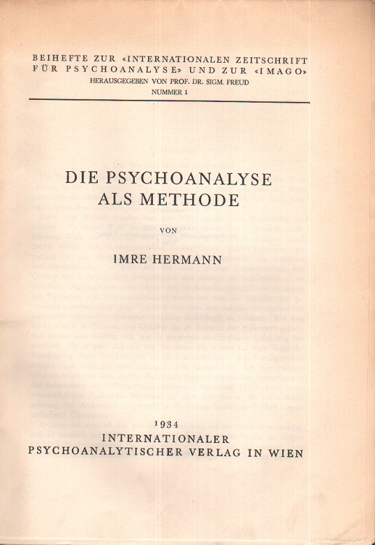 Ime Hermann - Die  Psychoanalyse als Methode_1934_Vorsatz