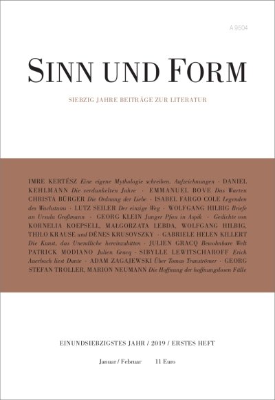 Sinn und Form 1/2019