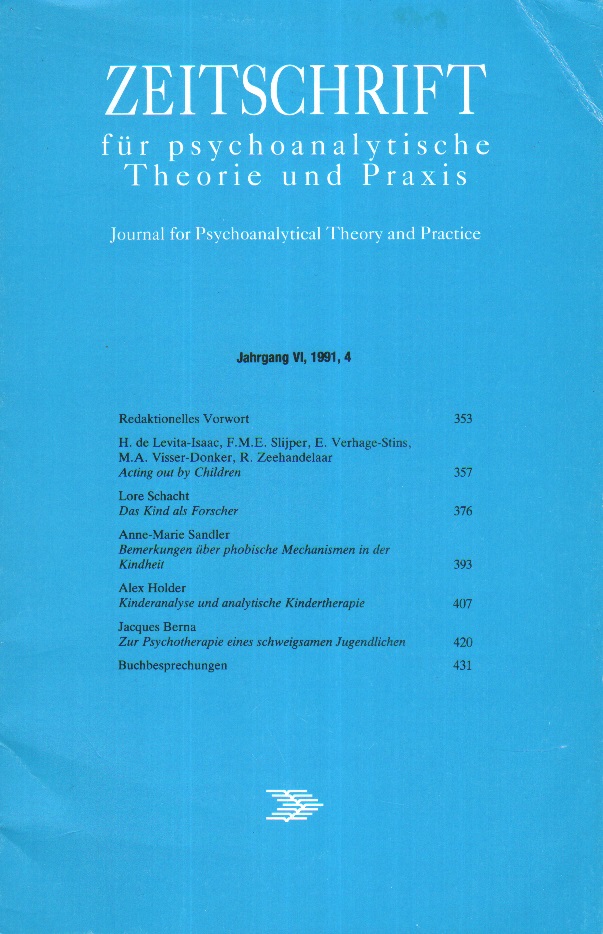 Zeitschrift für psychoanalytische Theorie und Praxis, Jg. VI, (1991), Heft 4