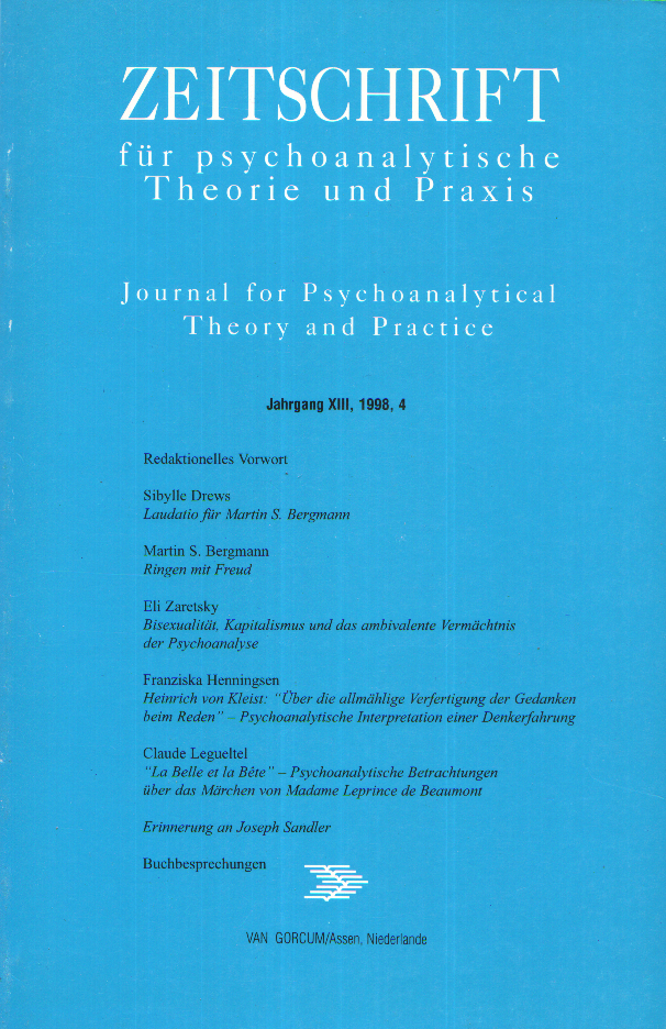 Zeitschrift für psychoanalytische Theorie und Praxis, Jg. XIII, (1998), Heft 4