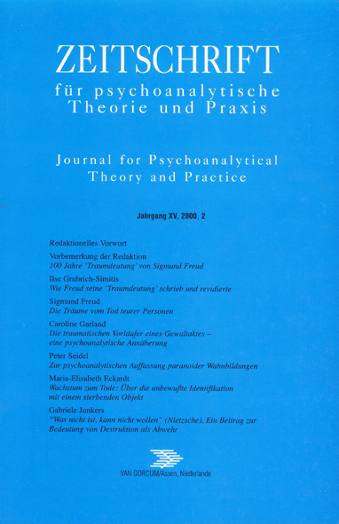 Zeitschrift für psychoanalytische Theorie und Praxis, Jg. XV, (2000), Heft 2