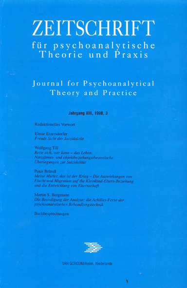 Zeitschrift für psychoanalytische Theorie und Praxis, Jg. XIII, (1998), Heft 3