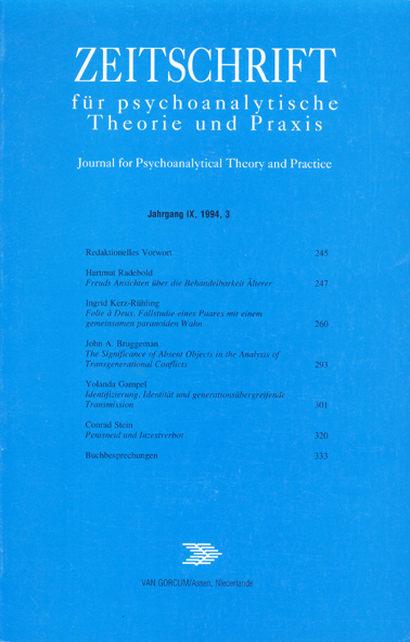 Zeitschrift für psychoanalytische Theorie und Praxis, Jg. IX, (1994), Heft 3