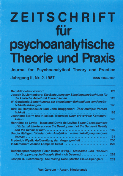Zeitschrift für psychoanalytische Theorie und Praxis, Jg. II, (1987), Heft 2