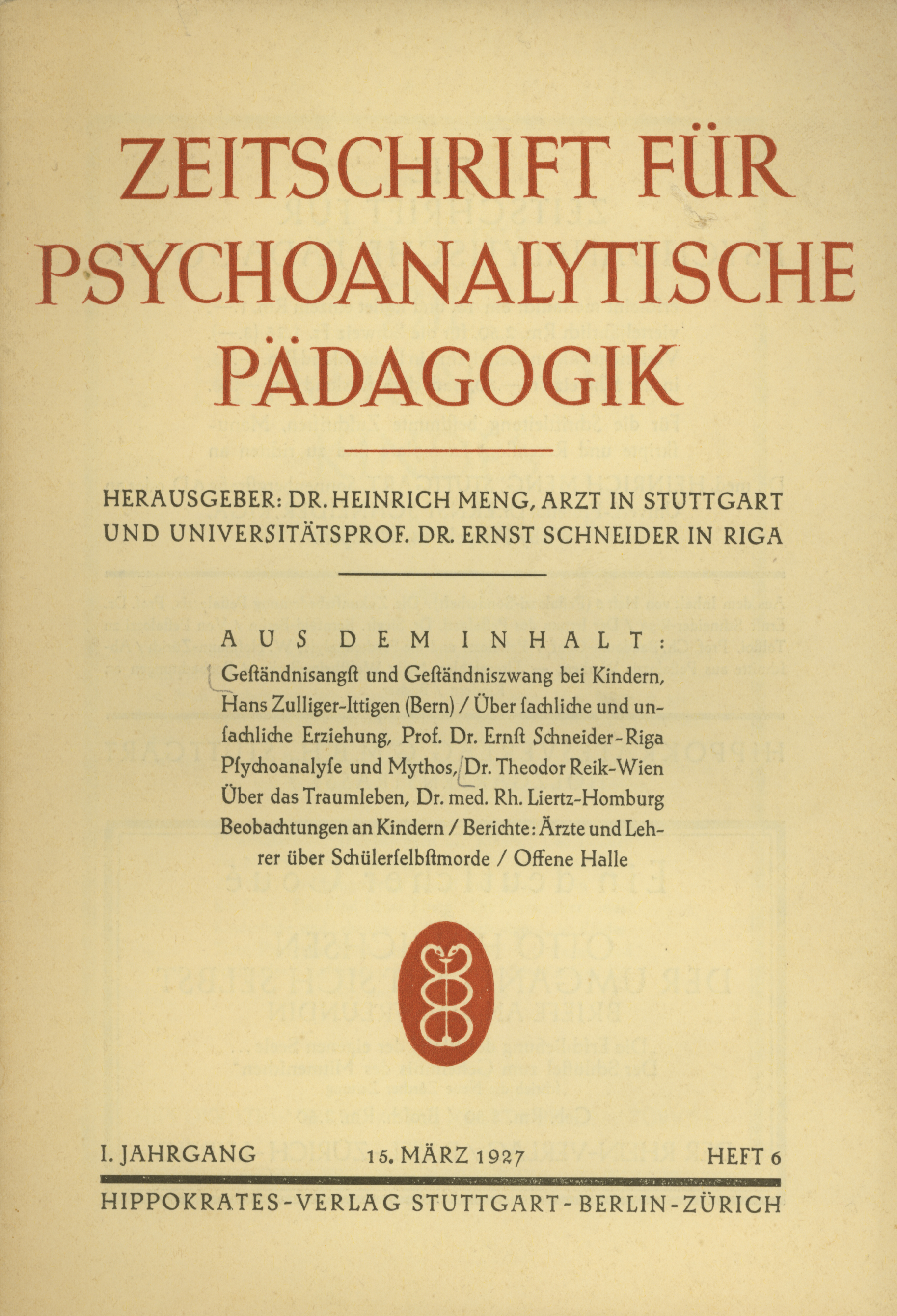  Zeitschrift für psychoanalytische Pädagogik 1927 - Ausgabe 6