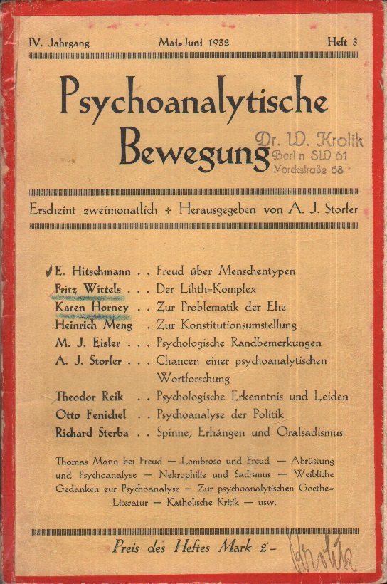 Die psychoanalytische Bewegung 1932 - Ausgabe 3 - gutes Arbeitsexemplar