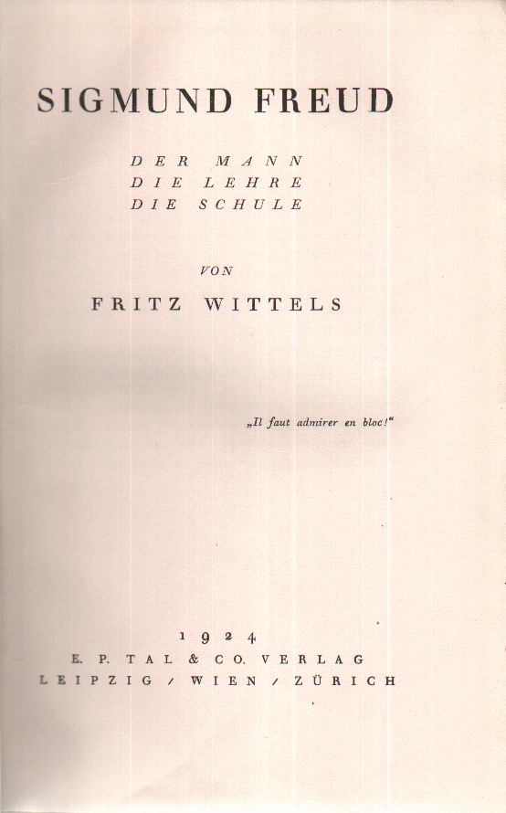 Sigmund Freud - Der Mann Die Lehre Die Schule - Vorsatzblatt