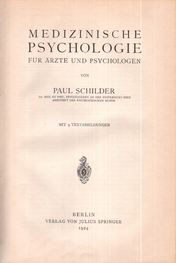 Medizinische Psychologie für Ärzte und Psychologen - Titelblatt