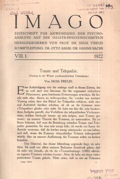 Imago - Zeitschrift für Anwendung der Psychoanalyse auf die Geisteswissenschaften