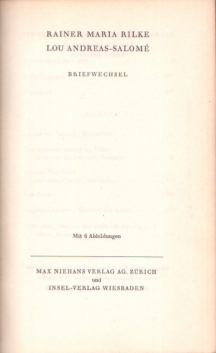 Rilke - Andreas-Salomé Briefwechsel - Titelblatt