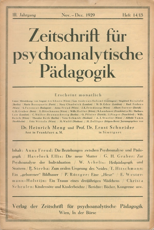 Variante 2: Zeitschrift für psychoanalytische Pädagogik 1929 - Ausgabe 14/15