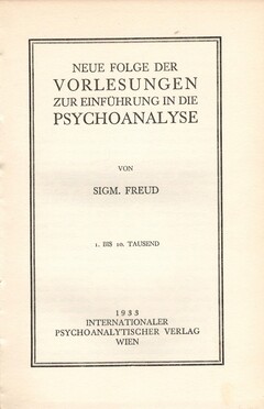 Neue Folge der Vorlesungen zur Einführung in die Psychoanalyse