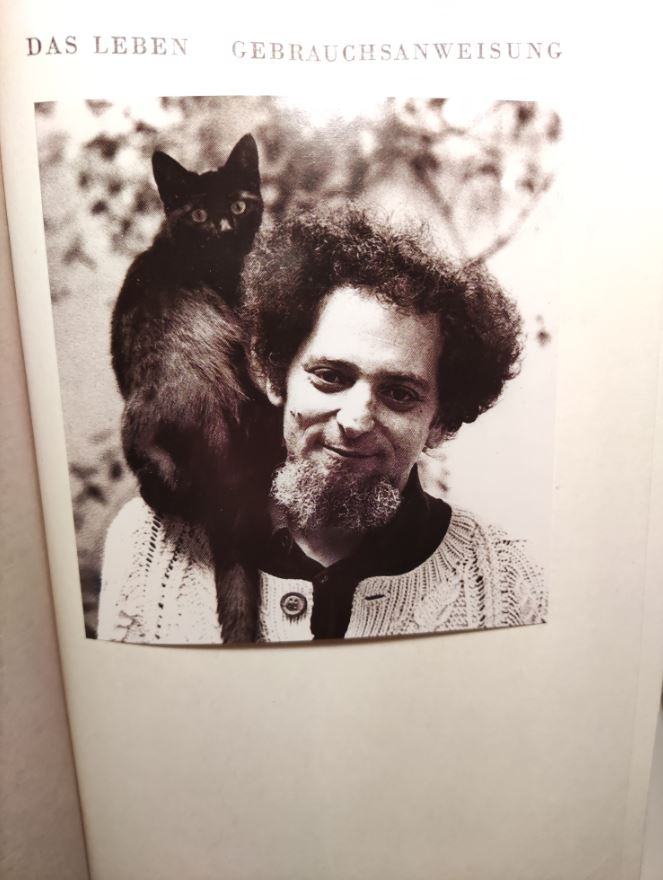 Perec: Leben. Gebrauchsanweisung, Erst- und Vorzugsausgabe 1982, Foto auf Vorsatz