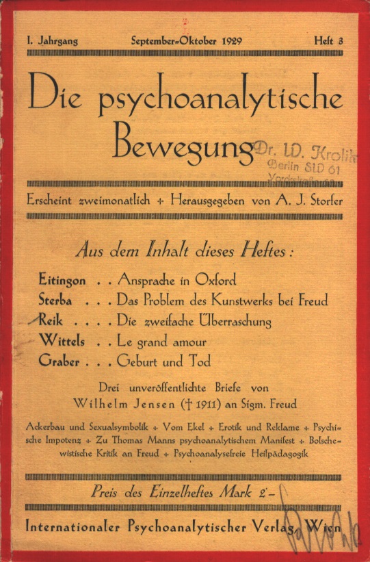 Die psychoanalytische Bewegung 1929 - Ausgabe 3