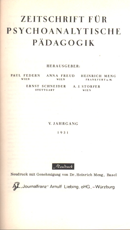 Zeitschrift für psychoanalytische Pädagogik - Titelblatt