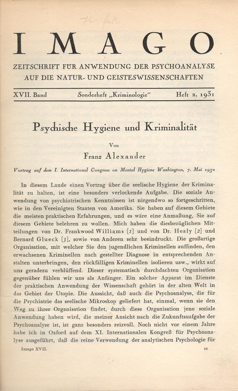 IMAGO, 1931, Ausgabe 2, XVII. Band