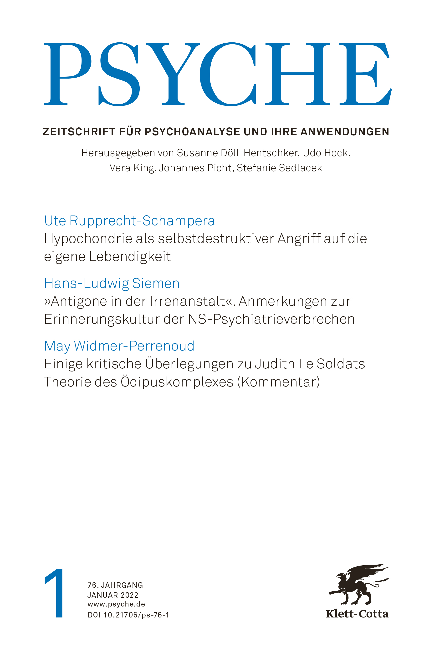 PSYCHE Heft 01 / Januar 2022