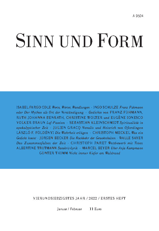 Zeitschrift Sinn und Form - Heft 1 2022