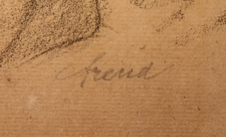 Hermann Struck - Bildnis Sigmund Freud, Ausschnitt mit der Handsignatur Sigmund Freuds