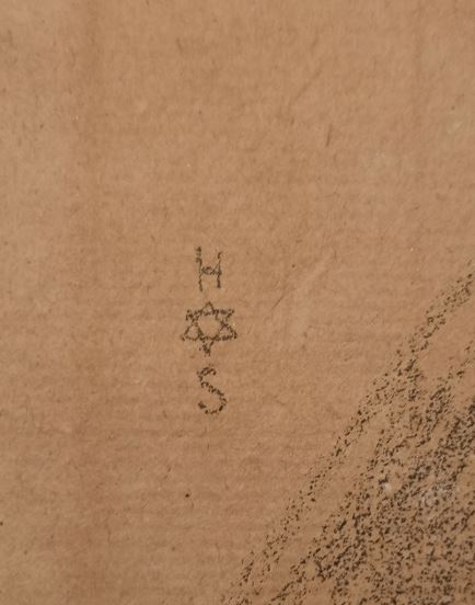 Hermann Struck - Bildnis Sigmund Freud, Monogramm des Künstlers (Bildausschnitt)